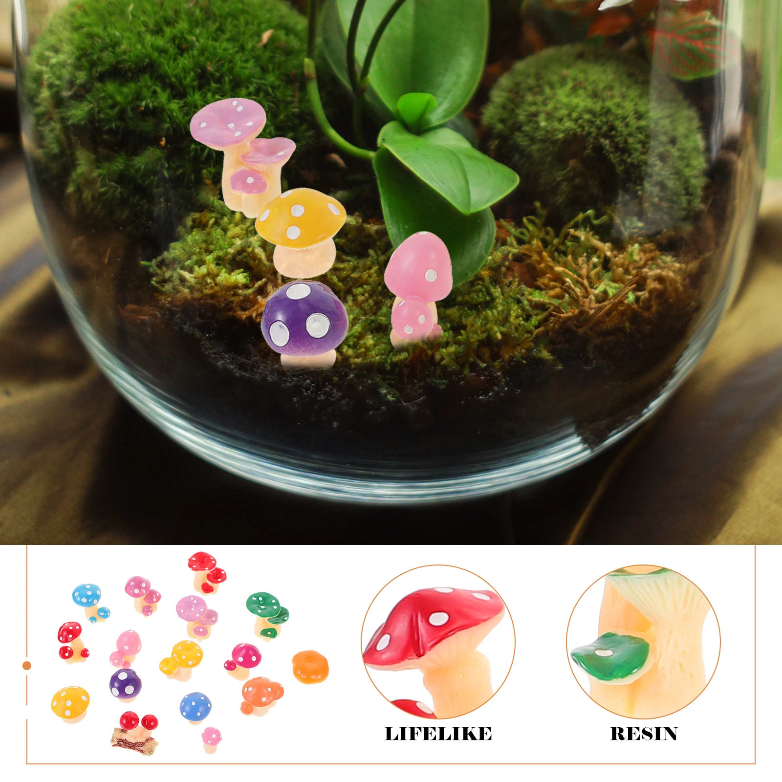 Decorations Simulated Mushroom Ornament Miniature Resin Cartoon Statue Figurines Tiny