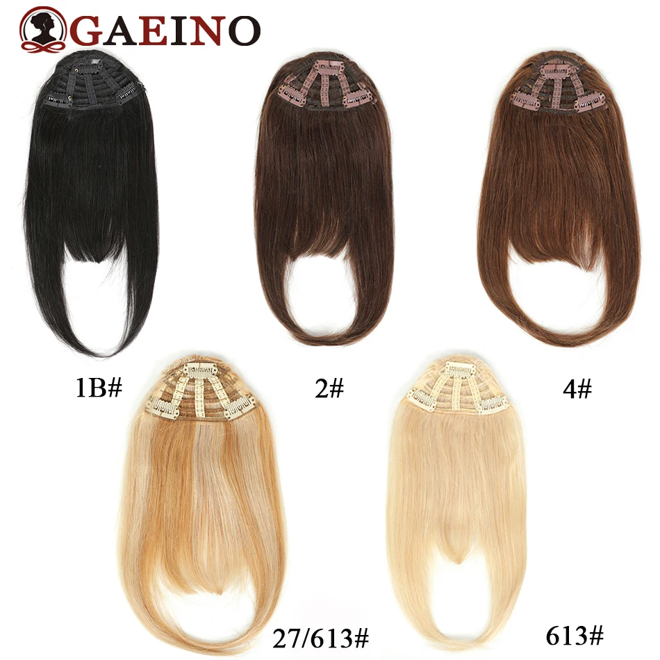 Clip In Bangs Human Hair With 3 Clips 4# Straight Clip On Natural Fringe Hair Bangs Brazilian Remy Hair Neat Bang Hairpieces