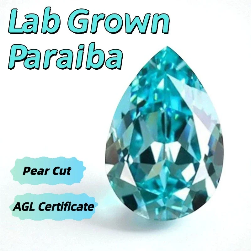 

Lab Grown Paraiba Pear Cut Gemstone for DIY Advanced Jewelry Making Inlay Ring Necklace Bracelet Selectable AGL Certificate