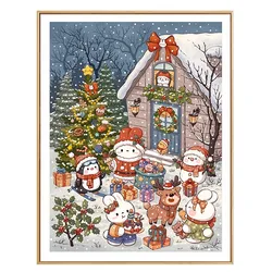 Christmas Rabbits Winter Printed on canvas 11CT Chinese DIY Cross Stitch Sets For Embroidery kit Needlework Home Decor 45 Colors