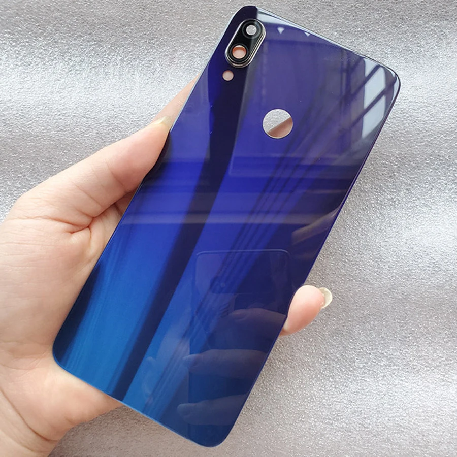 Lot De 3 Coques Arrière Batterie + Adhésif + Lentille Pour Xiaomi Redmi Note 7 / Note 7 Pro - Bleu