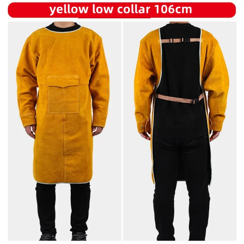 

Leather Suede Electric Welding Protective Suit Anti-Fire Scald Proof Flame Retardant Heat Insulation Clothing Work Apron 106cm