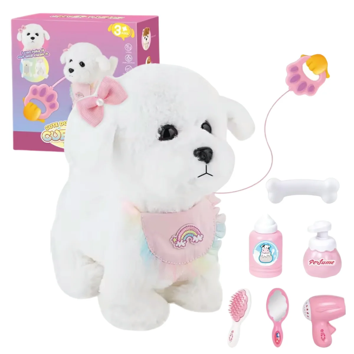 Jouets interactifs en peluche pour chiots qui marcher et écorce, jouet pour chien de marche pour enfants avec laisse, télécommande, cadeau pour filles et garçons âgés de 3 ans et plus