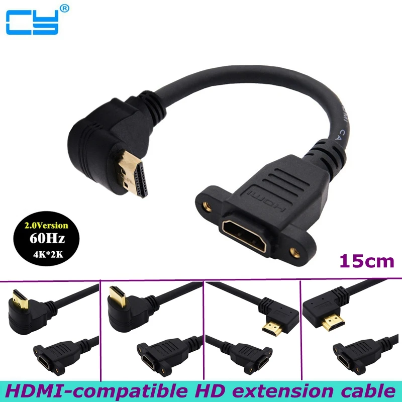 

60Hz HDMI-Compatible With Screw Male to Female 90 Degree 2.0V HDMI-compatible Extension Cable for HD TV LCD laptop PS3 projector