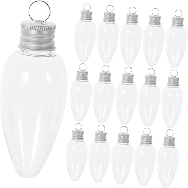 

35ML Small Light Bulb Candy Bottle Fillable Containers Christmas Tree Hanging Ornament Party Decorations