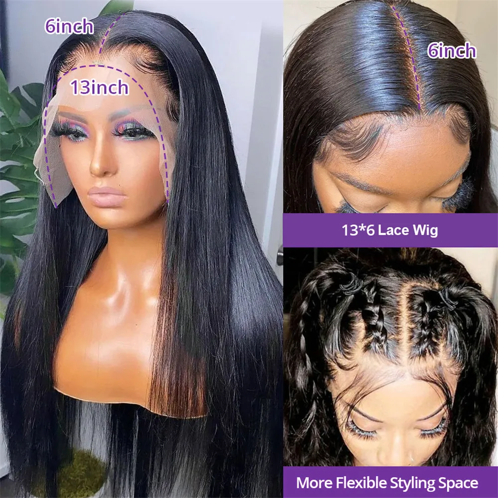 13x6 Hd Bone Straight Lace Frontal Wig Brazilian Hair Transparent Straight Lace Front Wigs For Women Human Hair Pre Plucked