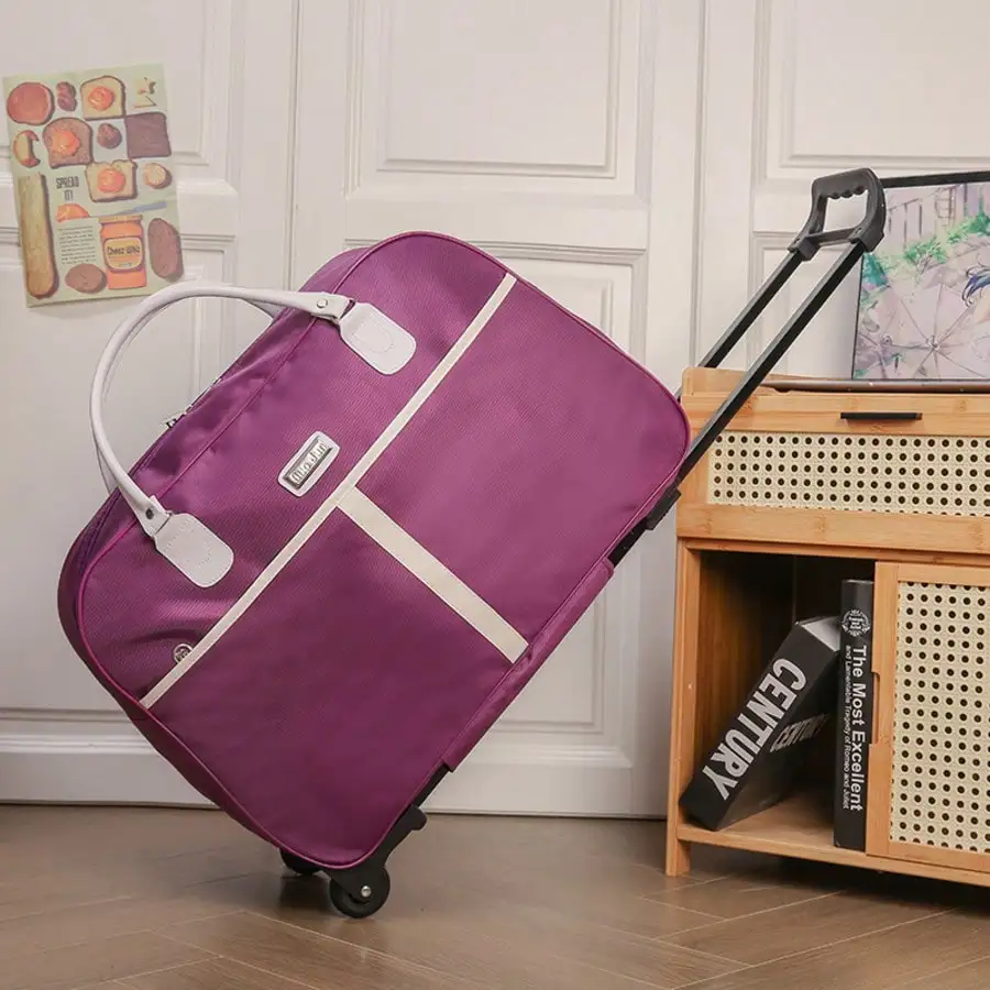 Women's Trolley Bag Large Capacity Lightweight Travel Luggage Pull Handle Carry On Suitcase Foldable Overnight Bag For Students Short Trip Boarding