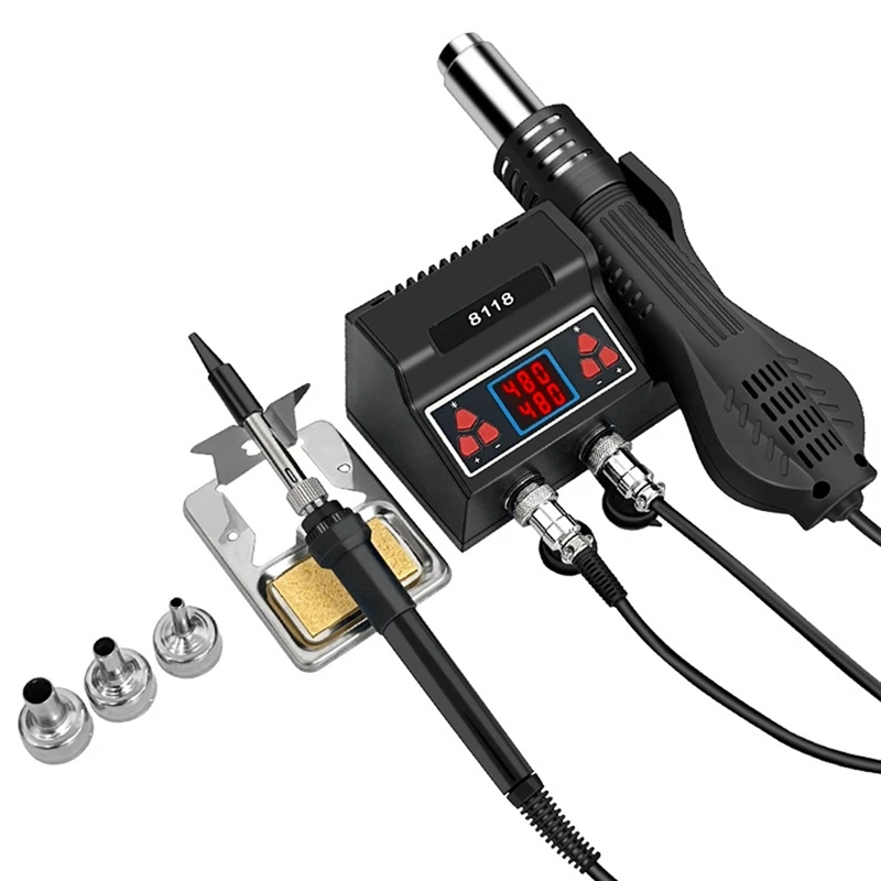 8118 SMD Rework Soldering Station 2-In-1 Hot Air & Soldering Iron For BGA PCB IC Repair, Advanced Welding Tool