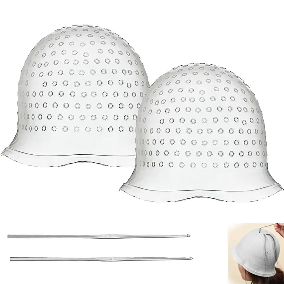 

Шапочка для окрашивания волос в салоне, многоразовая силиконовая шапочка для мелирования с крючком, шапочка для укладки волос с отверстиями, парикмахерская шапка для окрашивания волос