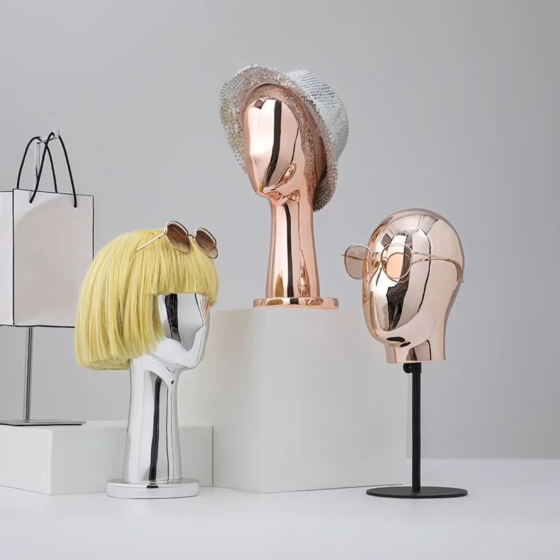 Electroplating Mannequin Head Display Stand Clothing Store Display Window Props Wig Hat Stand Men and Women's Head Ornaments