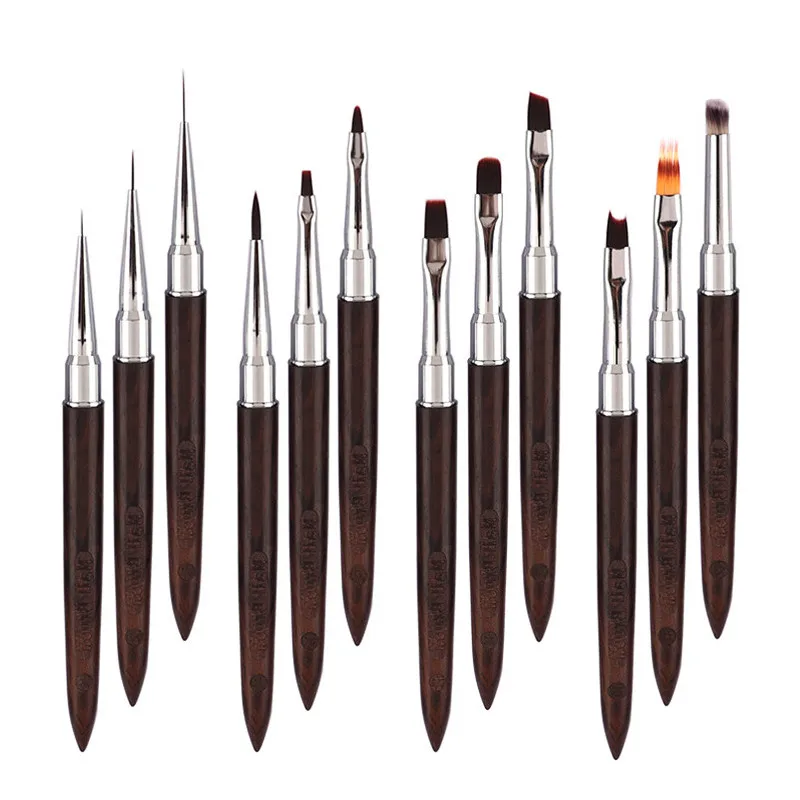 1/12 قطعة مسمار فُرش رسم مجموعة مسمار اينر فرشاة مسمار اللوحة القلم أكريليك الأشعة فوق البنفسجية هلام فرش كريستال مانيكير أداة فرشاة الأظافر #5