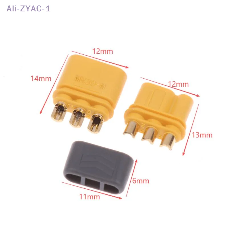 {ZYAC-1} 5 Pasang Konektor Plug Amass MR30 Jantan/Betina Dengan Selubung Untuk Baterai Lipo RC Multicopter Aksesoris Pesawat