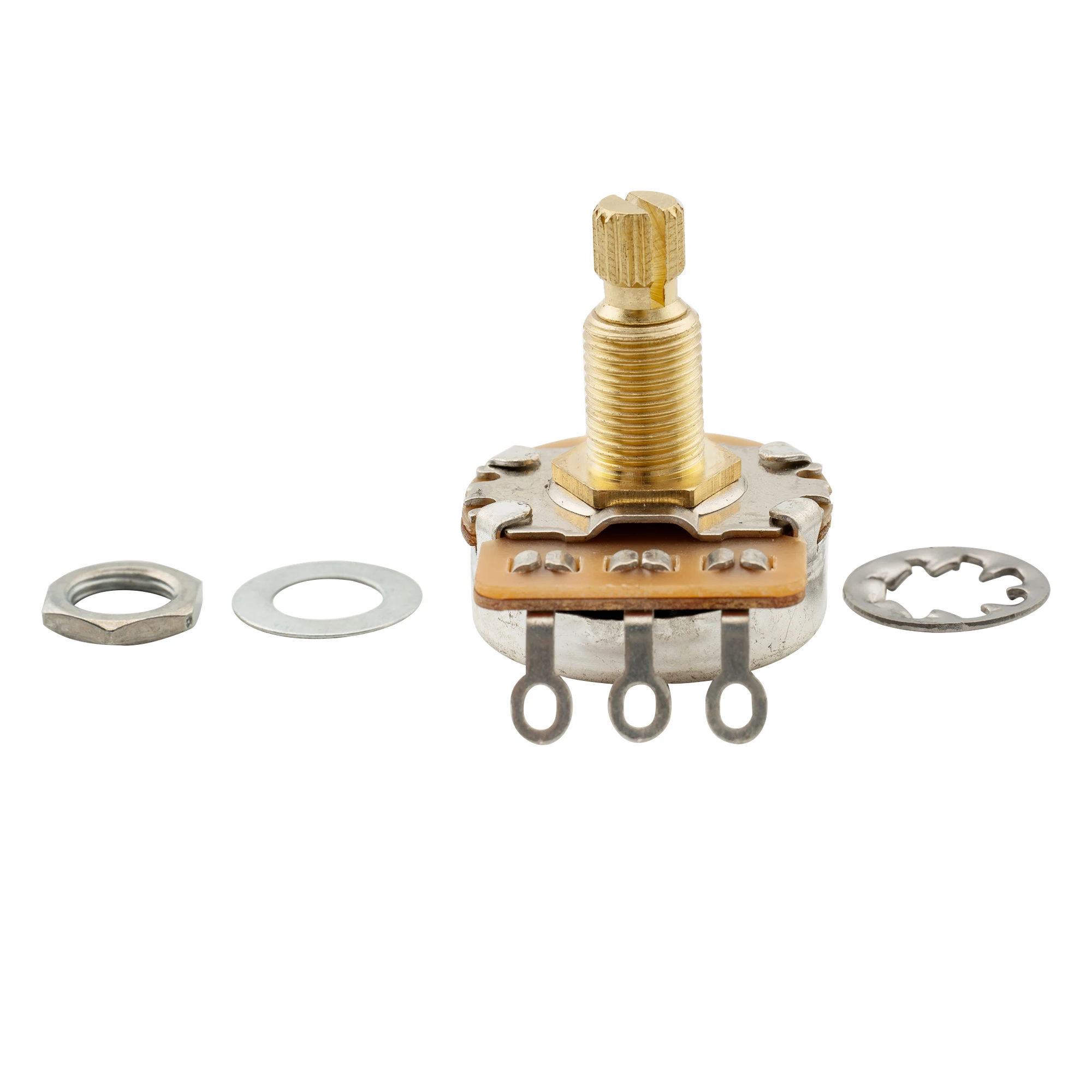 Musiclily Pro HD A250K/B250K/A500K/B500K/A25K/A1M Vollmessing Metrisch Grob 18-Spline Geteilter Schaft Potentiometer – Detail 6