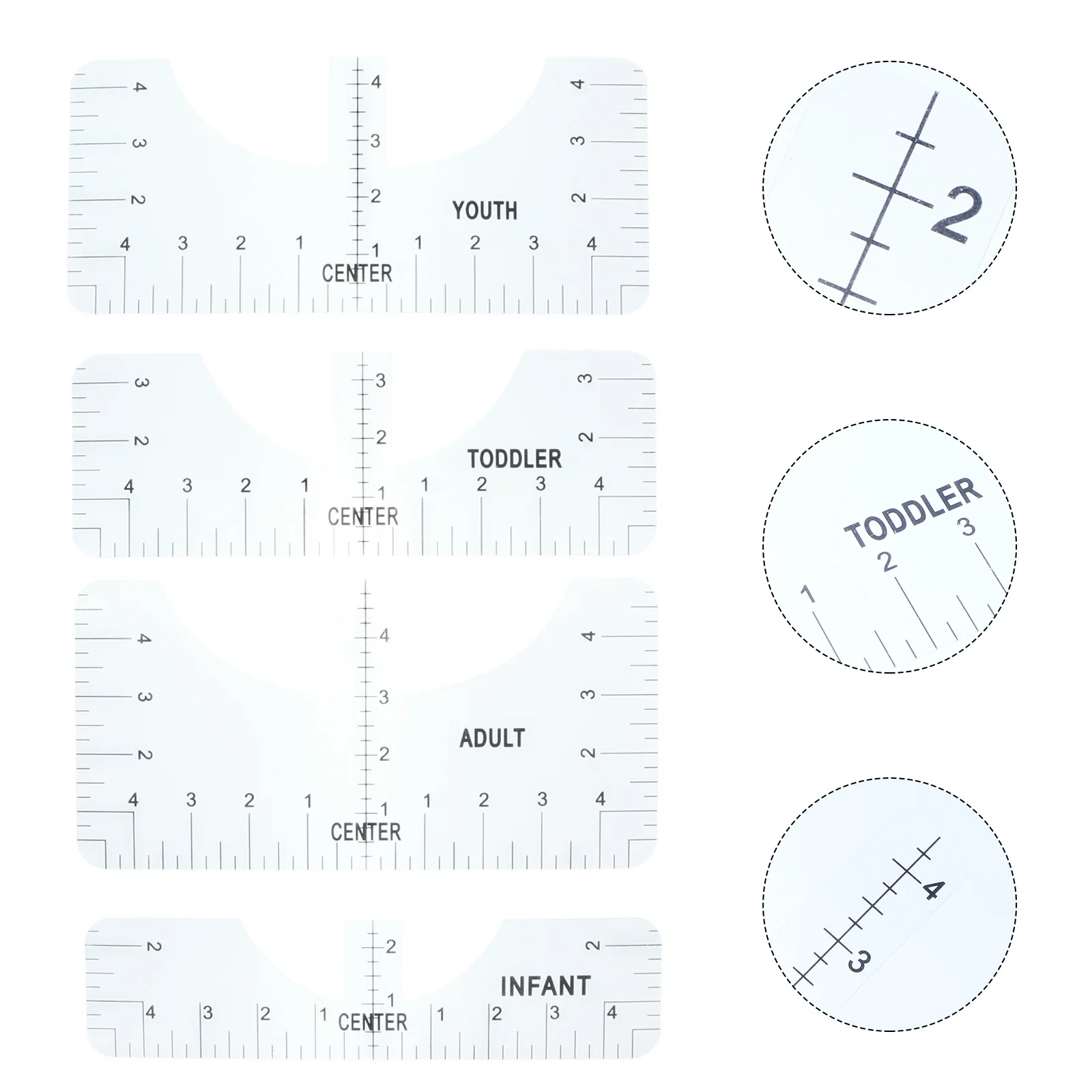 4 قطعة تي شيرت محاذاة حاكم الاكريليك دليل شفاف قياس توسيط أداة الخياطة اكسسوارات خياط تصميم أداة