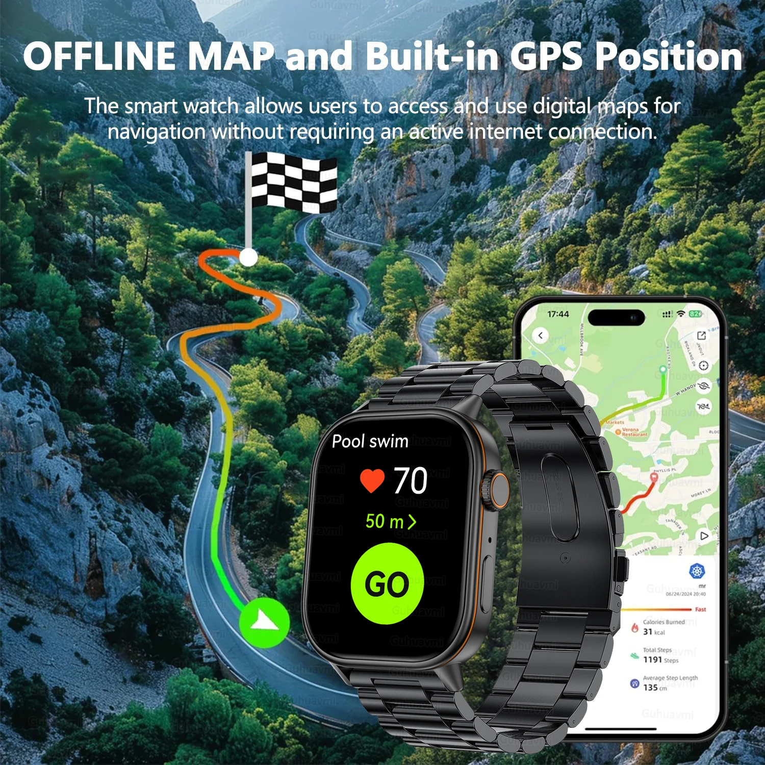 Xiaomi 스마트 시계 GPS 178 + 스포츠 모드 HD 블루투스 통화 IP68 방수 건강 추적 나침반 음성 지원 스마트 시계