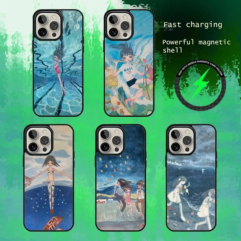 

Aya Takano Paintings Phone Case For iPhone17,16,15,14,13 Plus,Pro Max Magnetic For Magsafe Wireless Charging