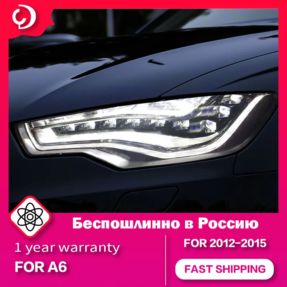 

Headlights for Audi A6 A6L 2012-2015 LED Day Running Head Lamp DRL Turn Signal Angel Eyes Led Projector Bifocal Lens Replacement