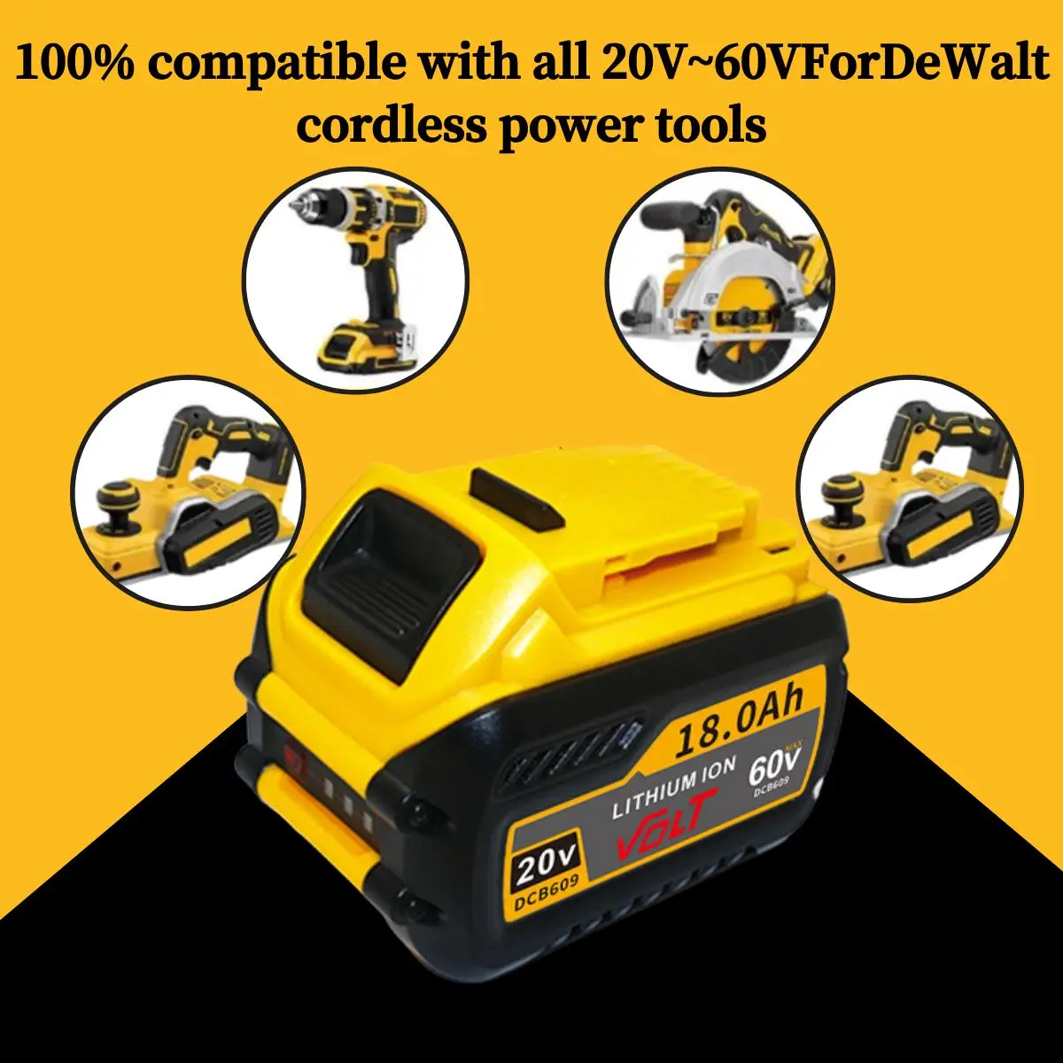 For Dewalt Flexvolt 60V 20V MAX Replacement Li-ion Battery DCB606 DCB609 DCB205 DCB204 DCB206 DCB209 DCB182 Power Tool Battery