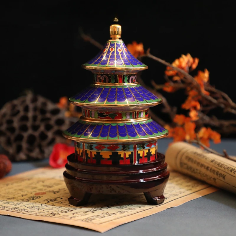 Old Beijing Characteristic Cloisonné Copper Tire Filigree Enamel Pure Palace Incense Burner Stock Collectible Gifts Burners Home