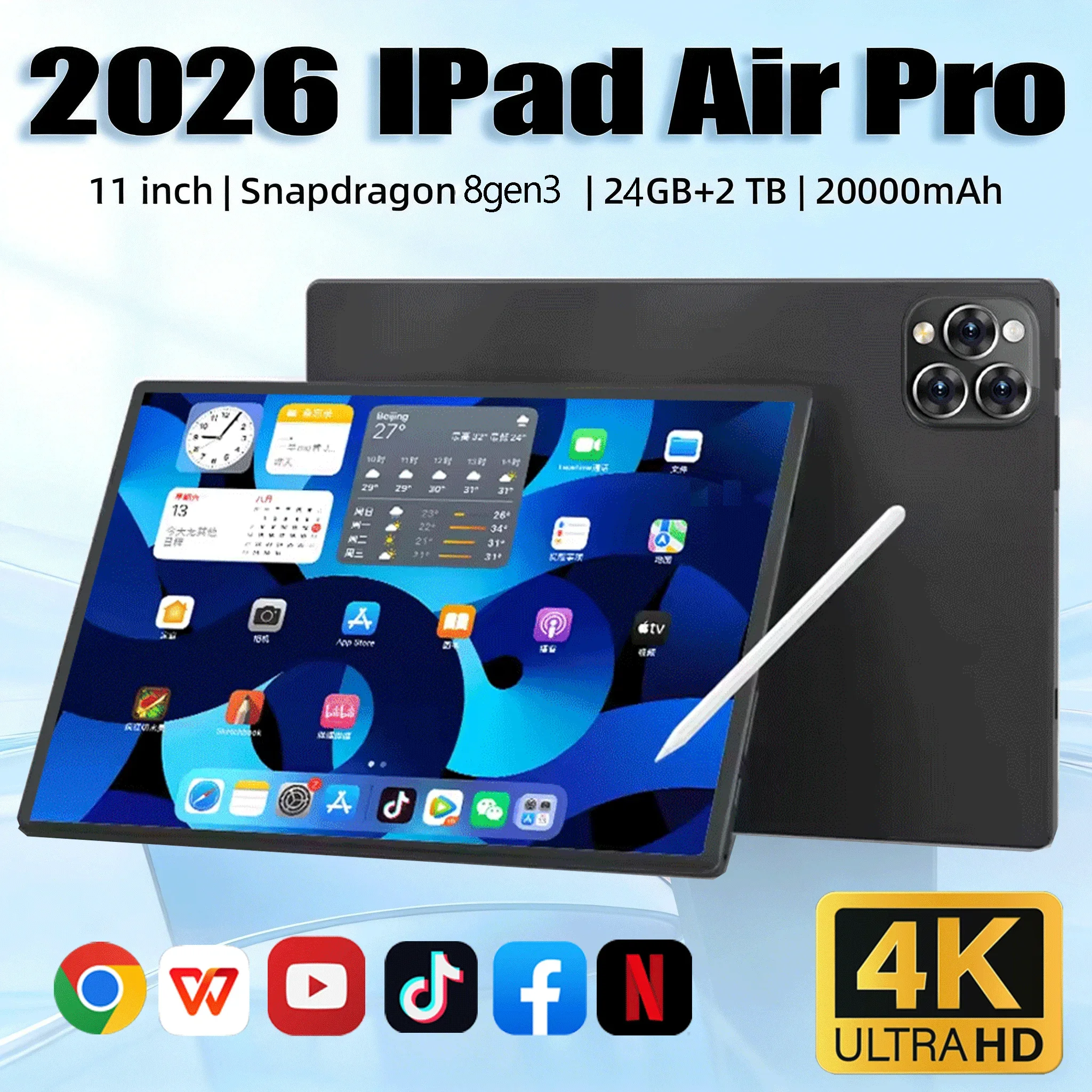 Tablet Original iPad Air Pro de 11 Pulgadas, 24GB de RAM, 2TB de ROM, Tablet PC Android 16, Tablet PC con función de teléfono, Doble SIM, 5G, Wifi