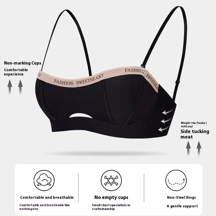 UBAU 2024 NEW French underwear female summer thin section of small chest special non-steel ring light breathable non-marking bra