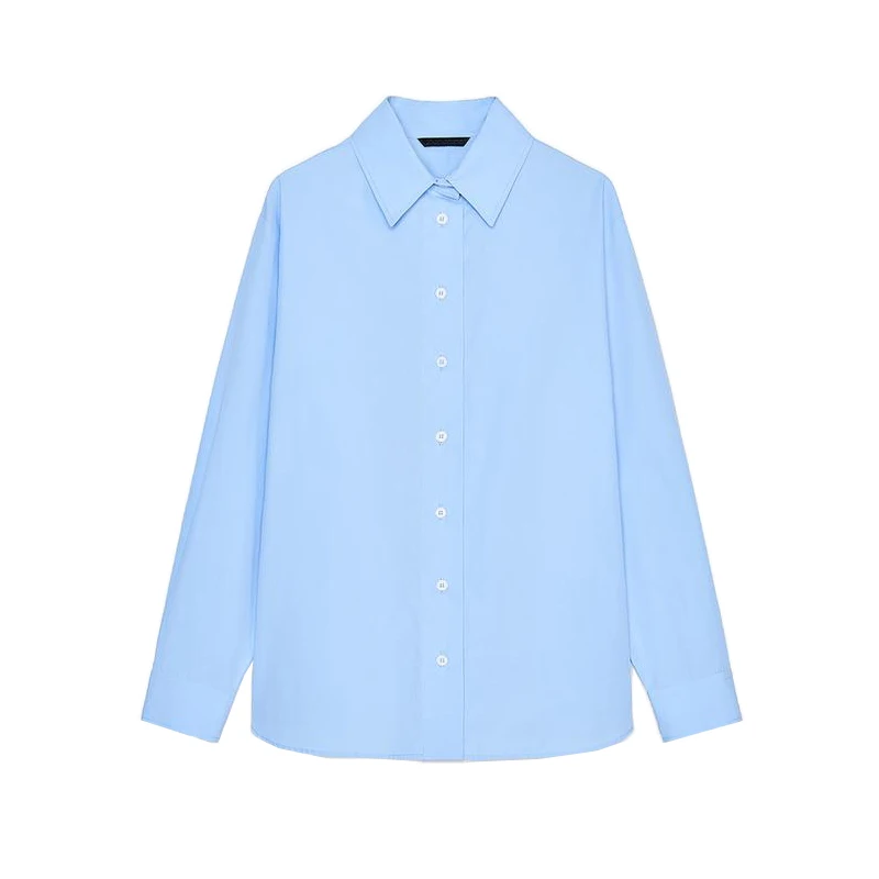 

Spring New Women's Casual Sle Ba Ring Decorated antung Cotton Simple irt Loose Fit Long Sve Collar Regular Le...