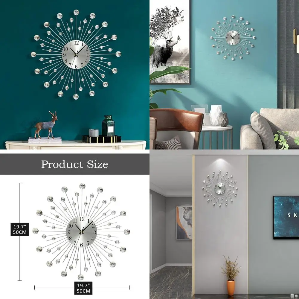 

Бесшумные большие металлические настенные часы, современный декор в стиле арт, диаметр 19,7 дюйма для дома, гостиной, спальни, столовой