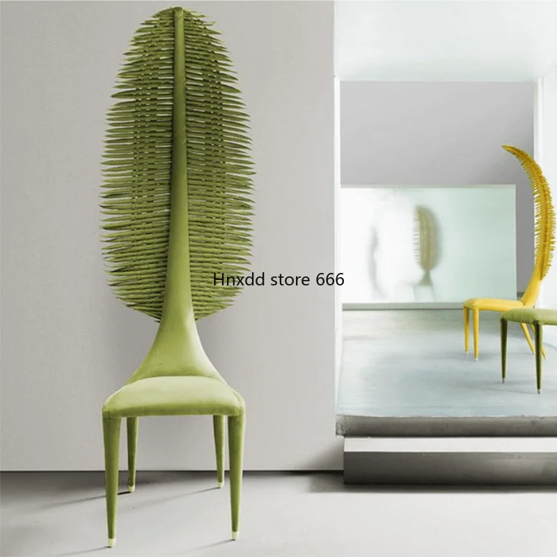 Modern designer banana fan chair hand woven fabric feather