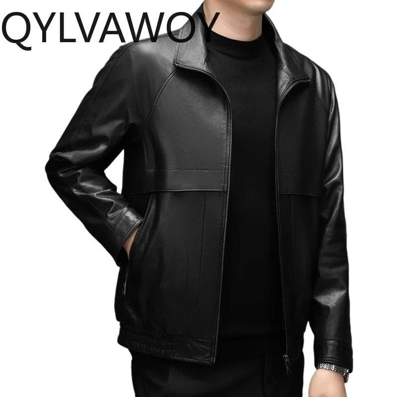 

QYLVAWOY Real Sheepskin Leather Jacket Man Slim-fit Lapel Jackets for Man New Autumn Winter Jackets Coat Jaqueta De Couro Casual