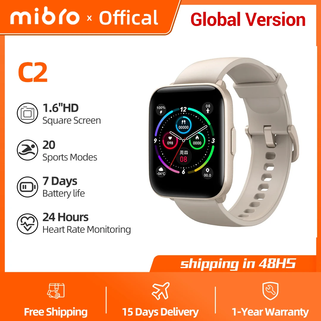 Mibro C2 Smartwatch 1.69 Inch HD Display 24 Hours Heart Rate Monitor 2ATM Waterproof Smart Watches for Men смарт часы мужские