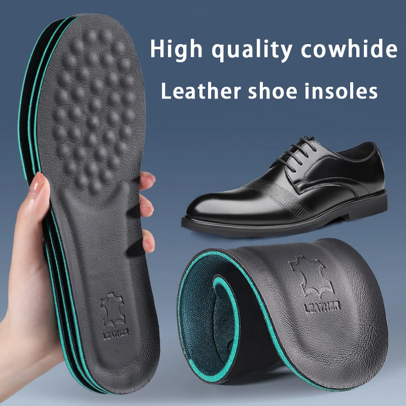 

1Pair Leather Sports Insoles men Breathable anti-odor insole elastic shock-absorbing Shoe Sole Soft and comfortable Shoe Pads