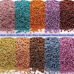 11/0 Japan Metallic Colors Glass Seedbeads 2mm Uniform Bronze Plated Round Spacer Glass Beads For DIY Charm Craft Jewelry Making