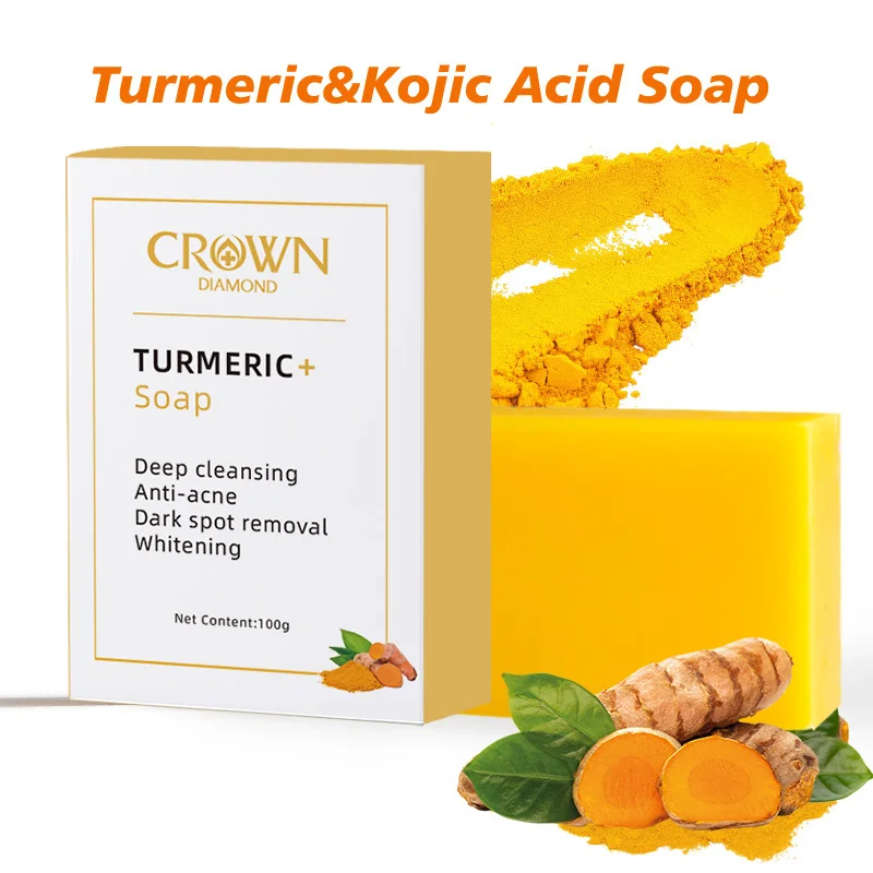 1/2/4pcs Turmeric Handmade Soap for Deep Cleansing and Moisturizing and Delicate Skin Suitable for All Skin Types Koji Acid Soap