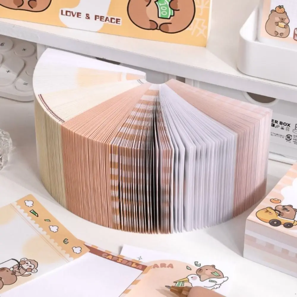 400 Sheets Message Paper Cute Capybara Note Paper Non Sticky Square Memo Reminder Paper Cartoon Kawaii Memo Notepad Stationery