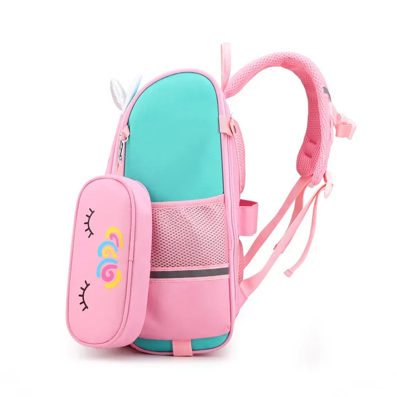 Mochila escolar infantil 3d unicórnio, mochila escolar leve à prova d'água para meninos e meninas