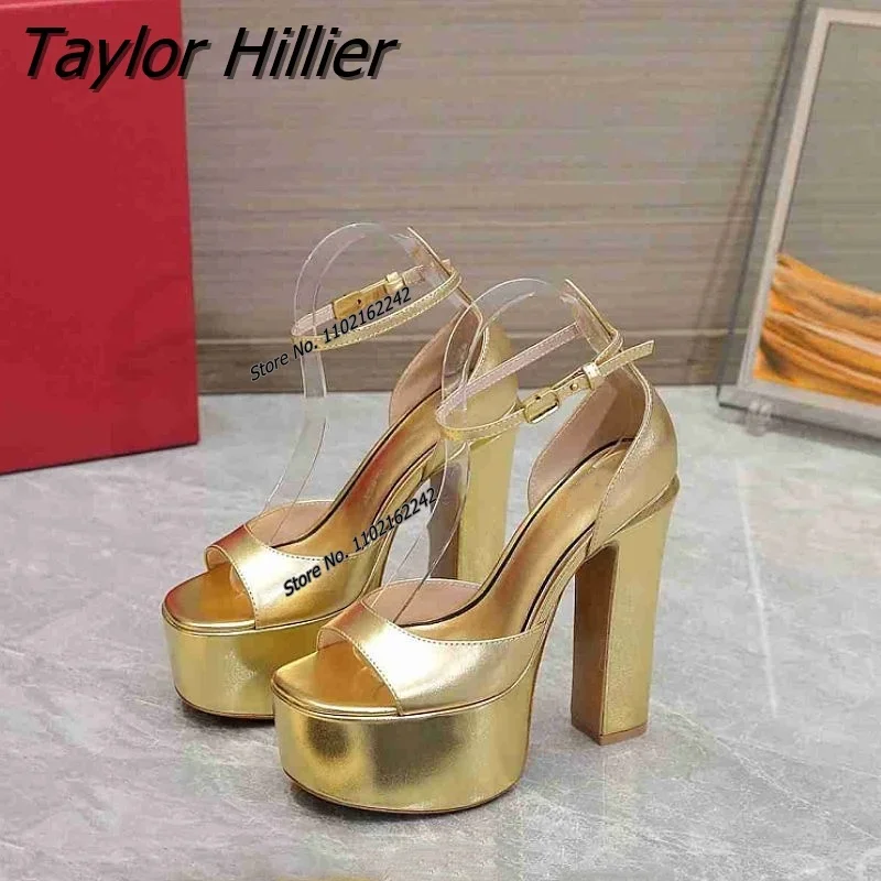 

2023 New Open Toe Thick Sole High Heel Shoes Round Toe Thick Heel Buckle Watch Band Women Sandals Sexy Party Dress Women'S Shoes
