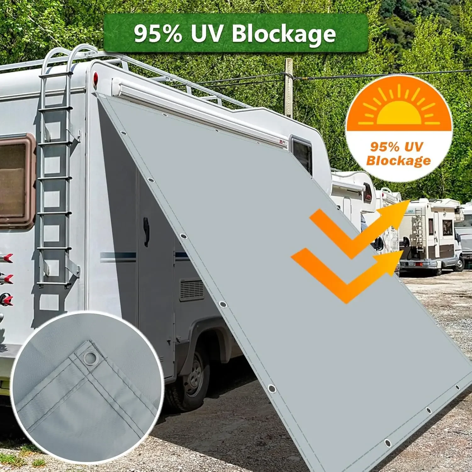 Waterproof Shade Cloth with Grommets Tent Tarp Cover Sunshade Sails Awning Rain Tarp for Outdoor Garden Patio Camping Hiking 4