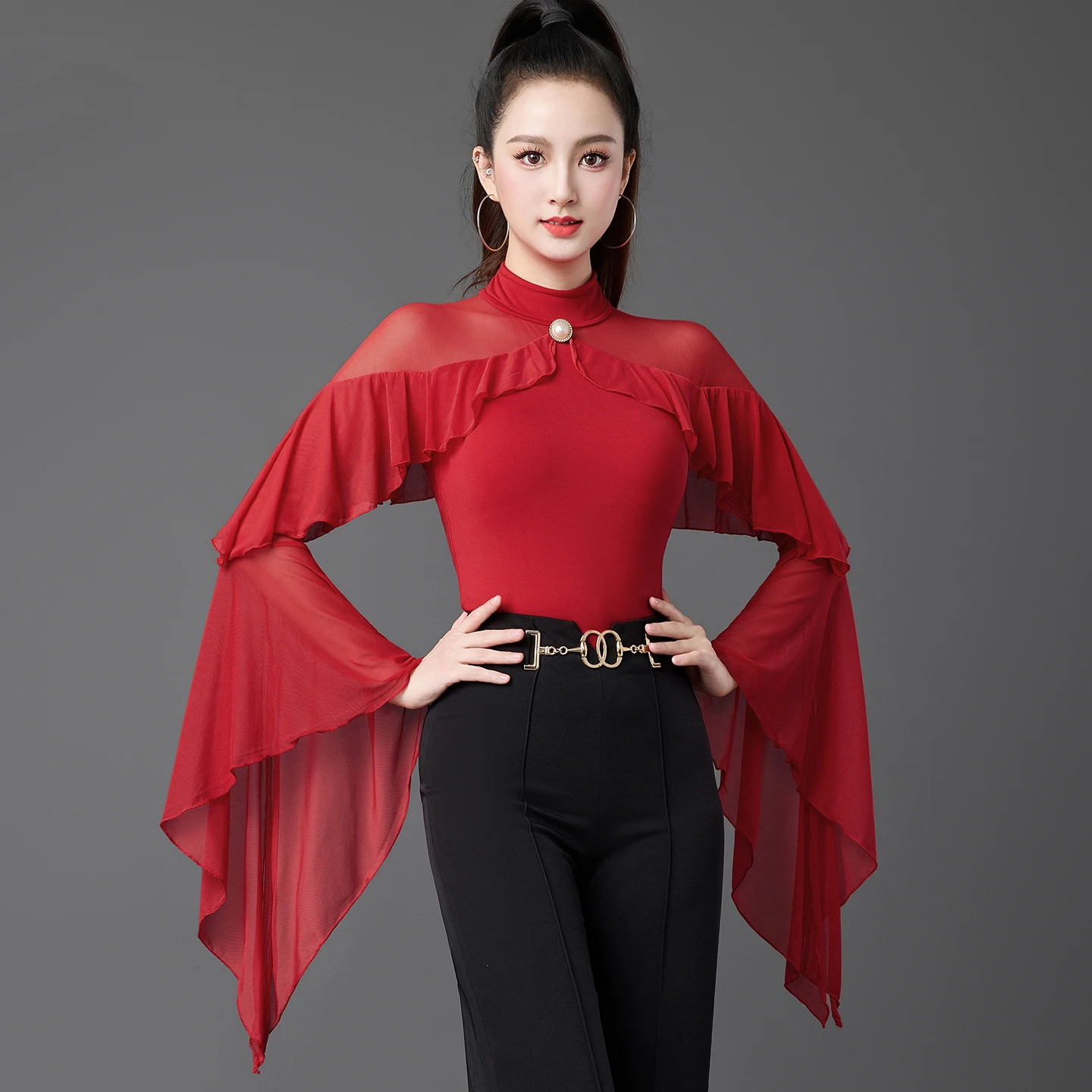 جديد المرأة الفالس الرقص الوطنية القياسية الرقص اللاتينية الرقص شبكة كشكش الأعلى تشاتشا رومبا تانجو أزياء رقص الحديثة DQL12403