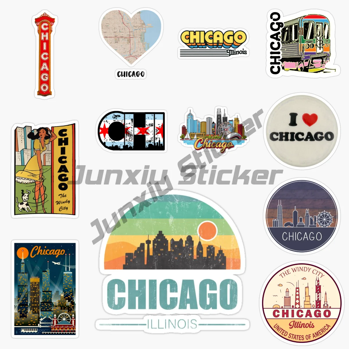 

CHICAGO National Flag Car Sticker for Badge Bicycle Van Laptop Motorcycle Wall Car Window Glass Off-road Decal Customizable