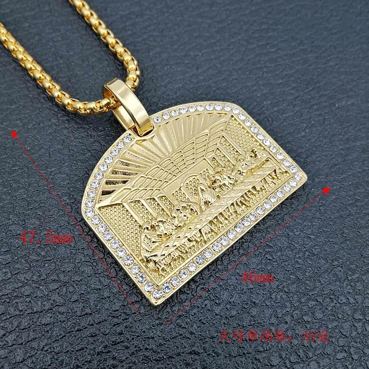 Hip Hop last dinner Pendant Necklace with zircon Door modeling 316L Stainless Steel biker Punk Rock Male party Vogue Jewelry