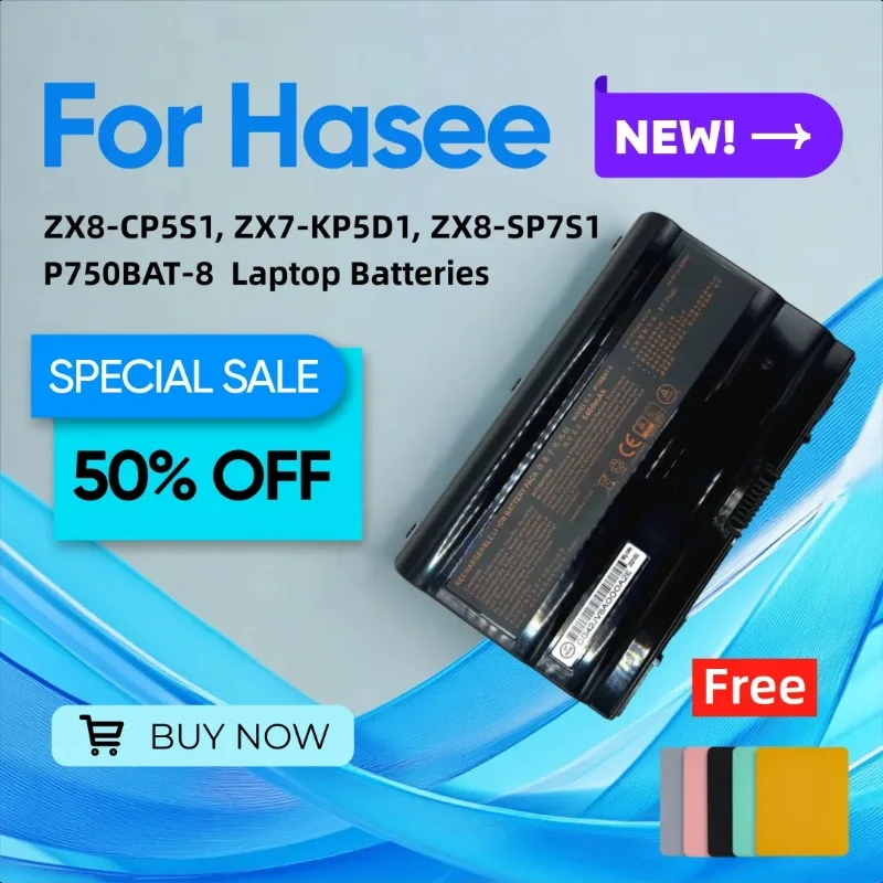 

Laptop Batteries for Hasee ZX8-CP5S1, ZX7-KP5D1, ZX8-SP7S1, P750BAT-8 Give Away A Mouse Pad