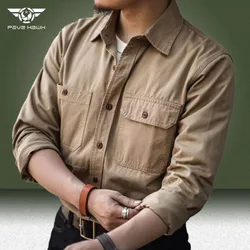 Military Shirts Men Spring Autumn Long Sleeve Wear-resistant Cargo Shirt Male Quality Outdoor Army Slim Fit Work Chemise Homme