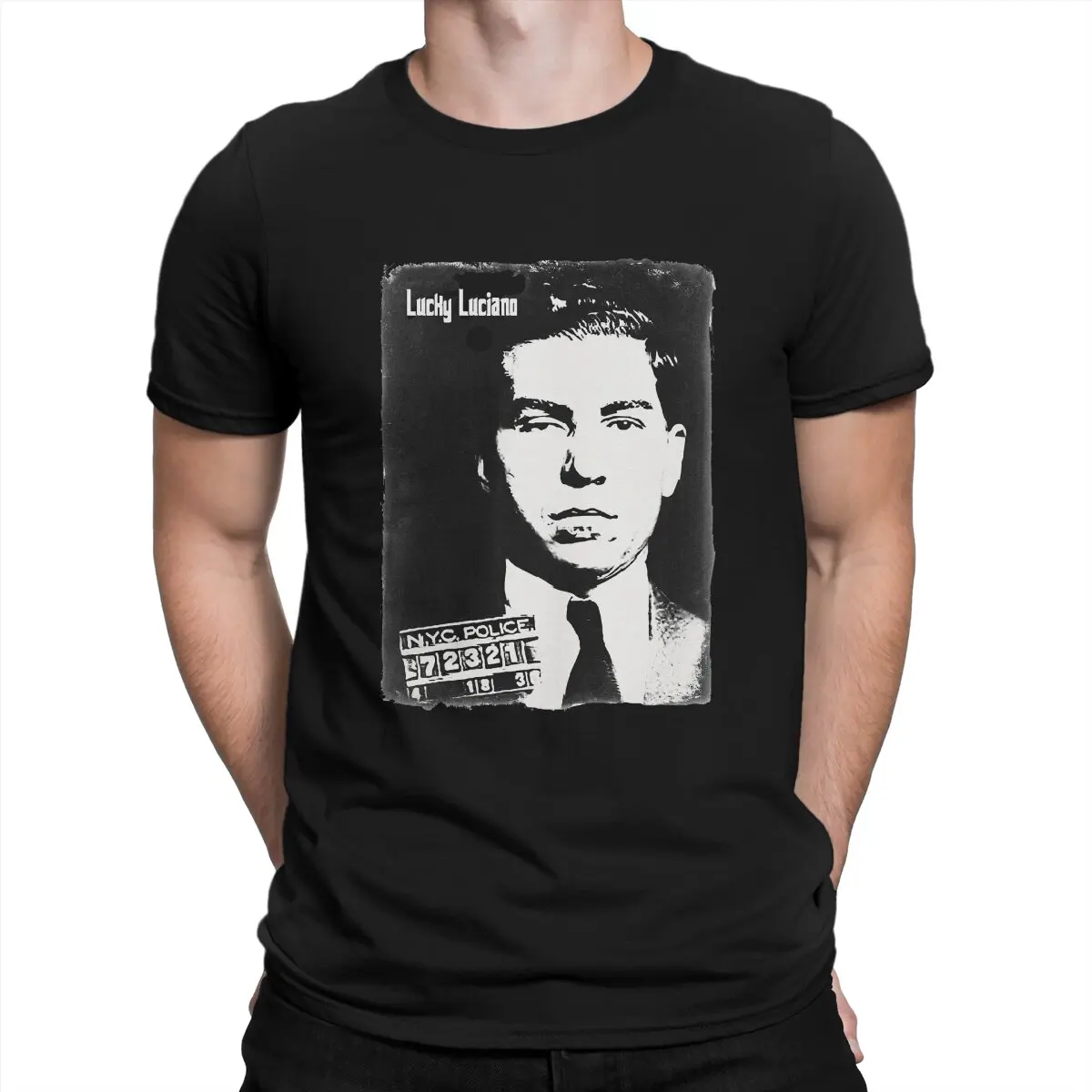 Humorous Lucky Luciano T-Shirts Men O Neck Pure Cotton T Shirts Crime Boss Short Sleeve Tees Original Clothing