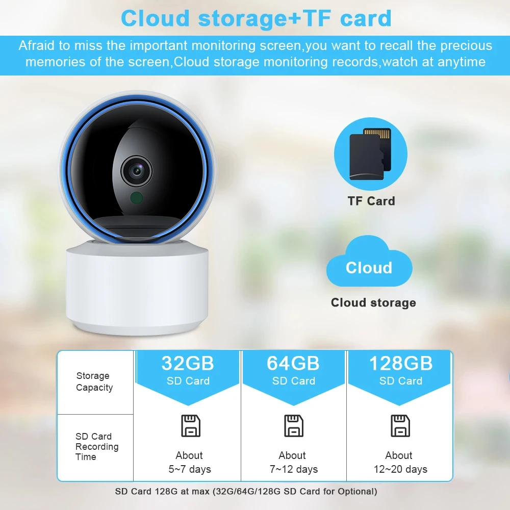 Tuya Smart 5MP WiFi IP Camera Baby Monitor 360° PTZ Motion Detection Two Way Au