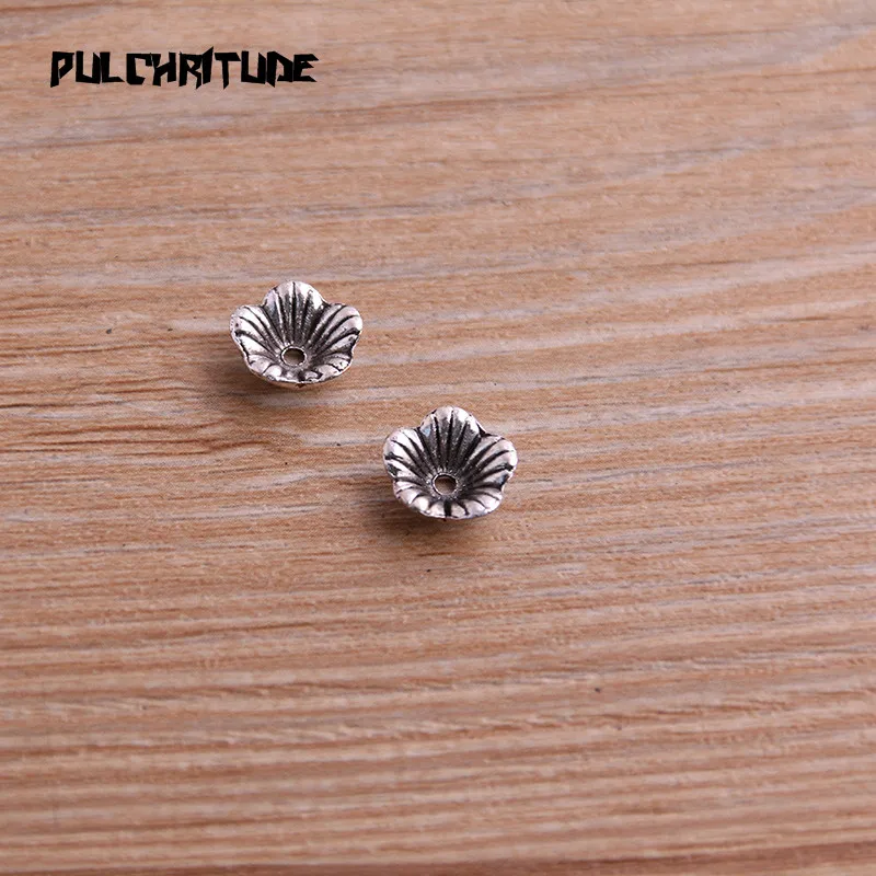 40pcs 4*9*9mm Two Color Bead Caps Charm Hollow Flower MINI Pendants Jewelry Accessories DIY Receptacle Charms