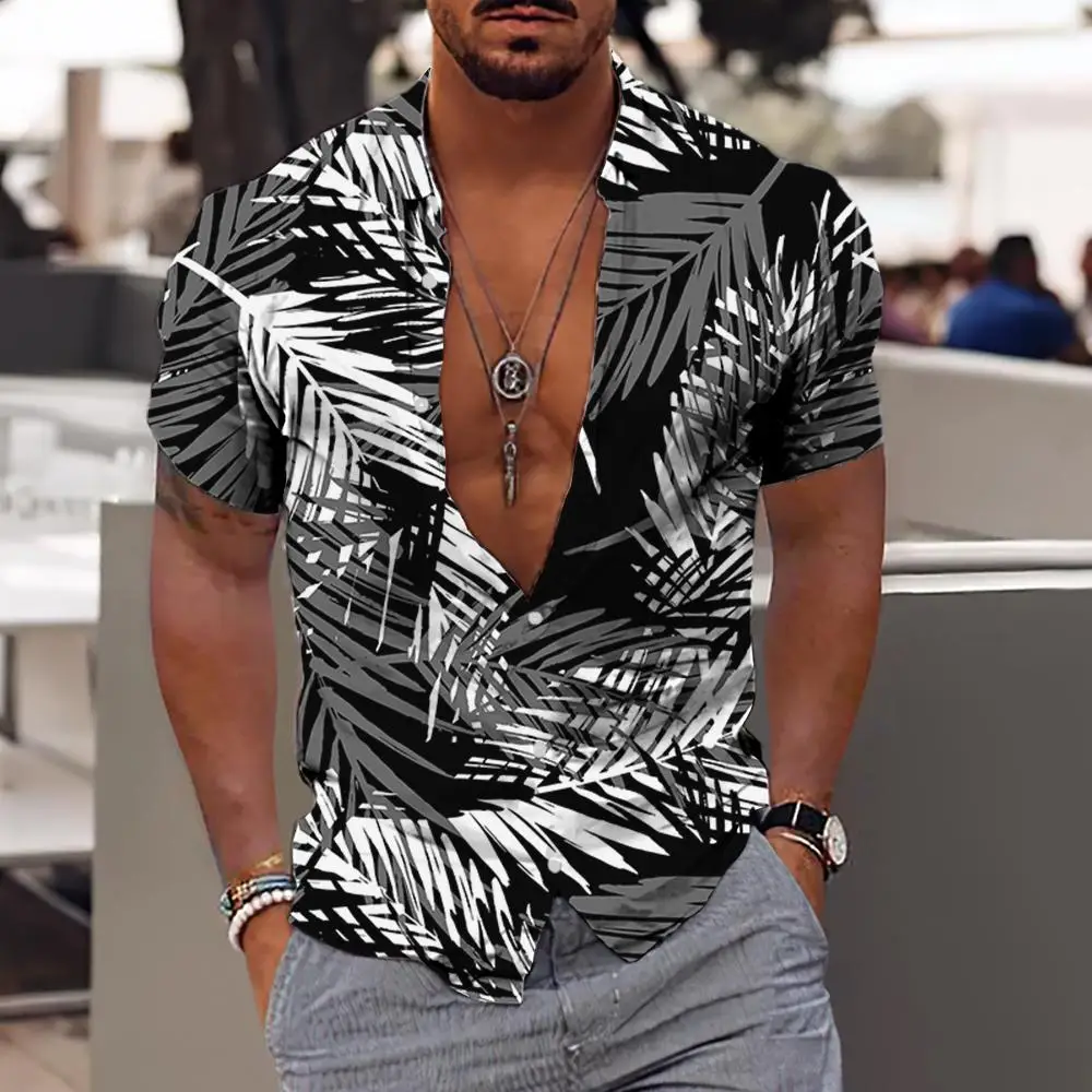 

Faion Printed ort Sve irt Men's Casual Sle Spring Summer Thin Fabric Wide Collar Loose Fit No Iron Treaent