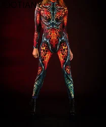 Ocean Tie Dyeing Cosplay Costume Jumpsuit Halloween Party Jumpsuits Carnival Woman Zentai Body Clothes Tights Body One-piece