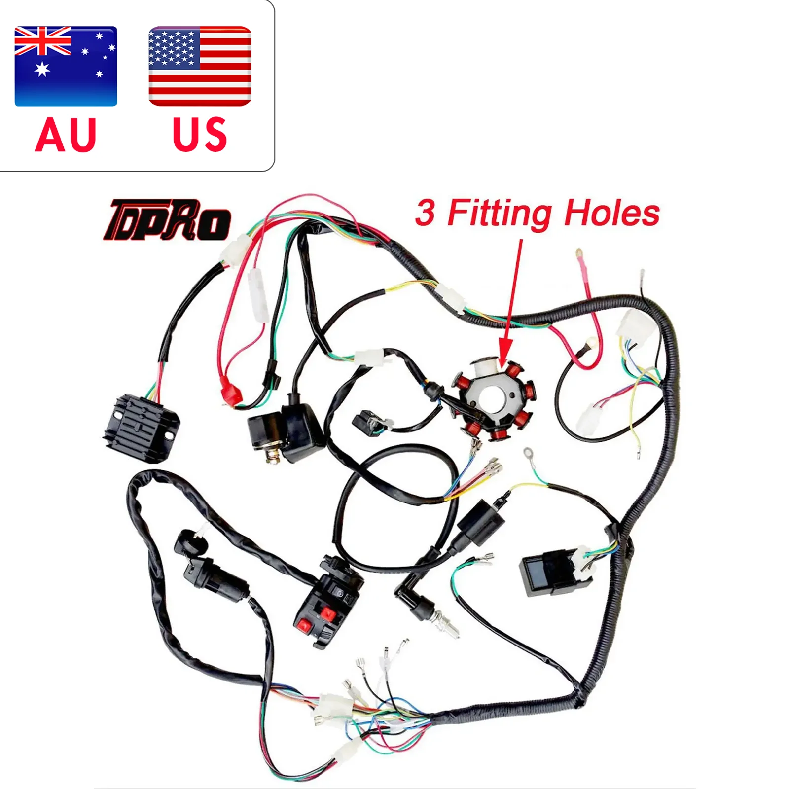 

Full Complete Electrics Wiring Harness Loom Motorcycle Ignition Coil CDI Switch For Scooter Moped 125cc~250cc Pitbike Go Kart