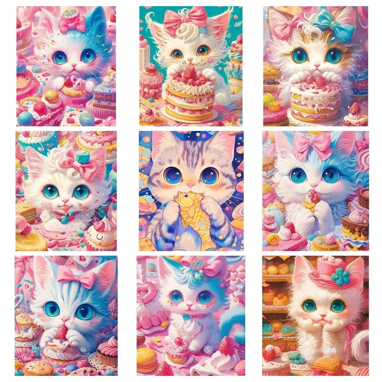 Dreamy Pastel Kitten And Treats Jigsaw Puzzle 500/1000/1200/2000PCS Sweet Bakery Cartoon Art Puzzle Home Decor Collectible Gift