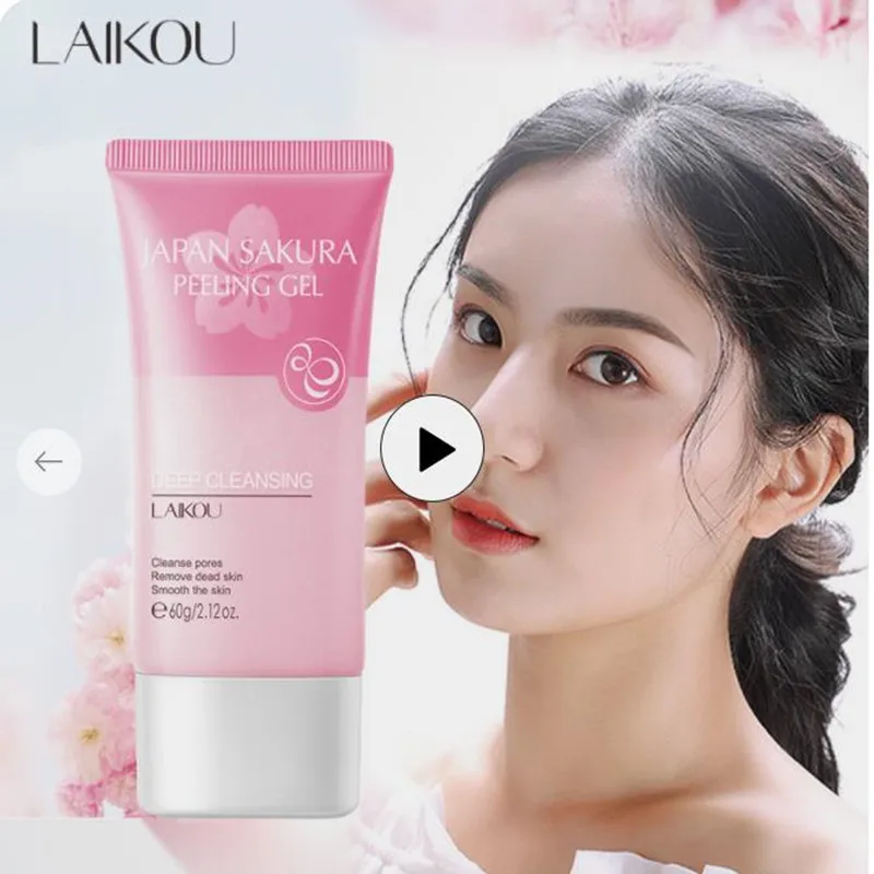 LAIKOU Exfoliating Face Scrub Peeling Gel Moisturizing Brightening Hydrating Sakura Japan Remove Blackhead Skin Care Products